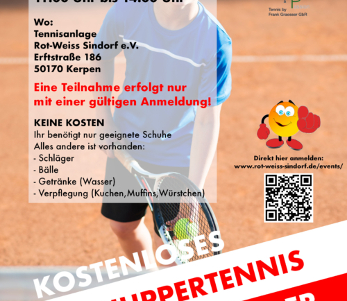 Kostenloses Schnuppertennis für Kinder im Tennisclub Rot-Weiss Sindorf e.V.
